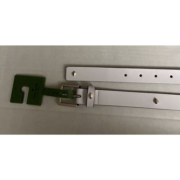 KATE SPADE Studded Belt Leather White Sz S Gold Hardware New - Picture 10 of 11